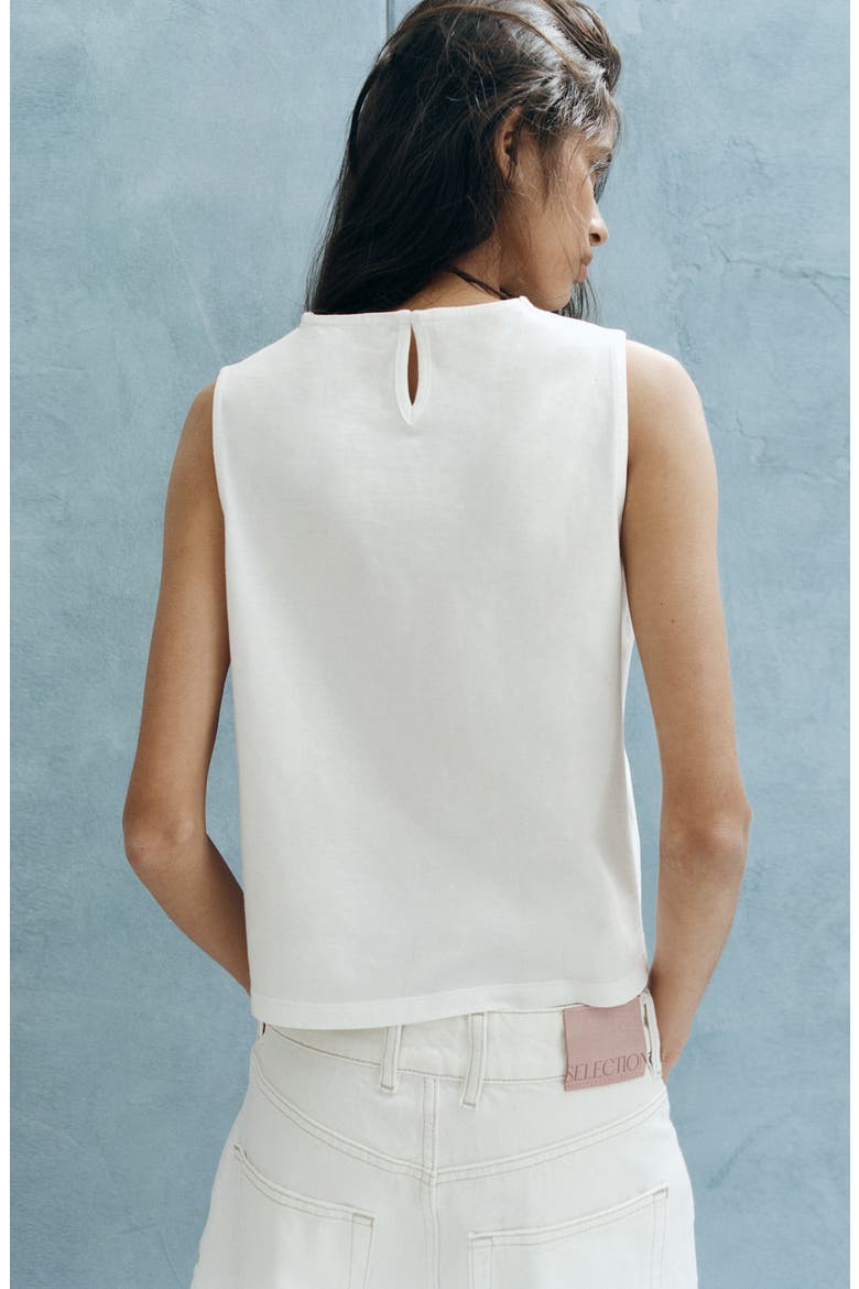 Openwork Embroidery Cotton Tank, Alternate, color, OFF WHITE
