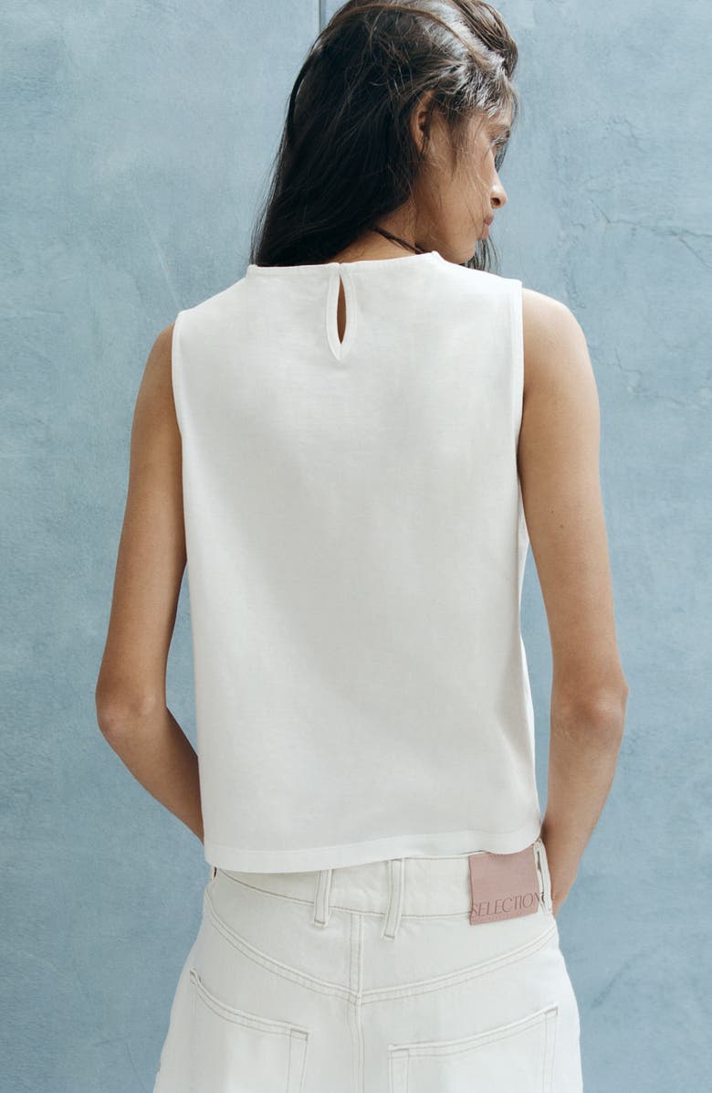 MANGO Openwork Embroidery Cotton Tank, Alternate, color, Off White