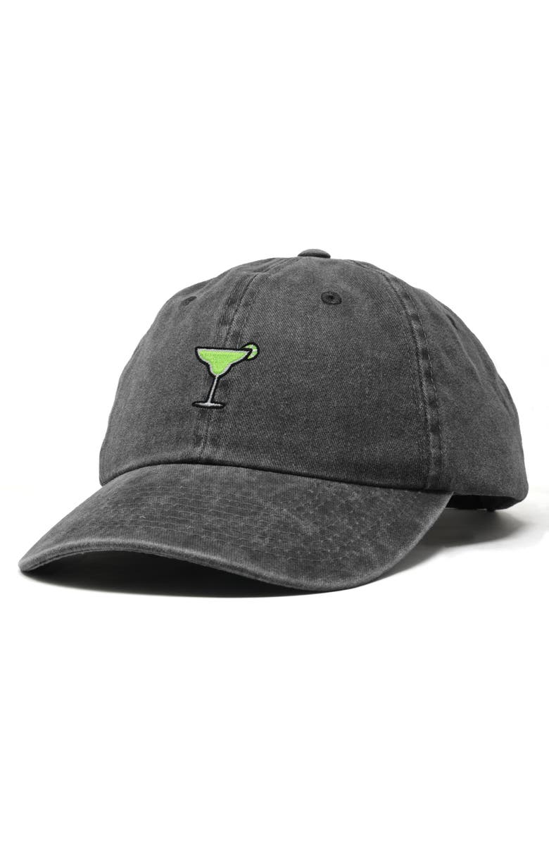 Dalix Margarita Embroidered Dad Hat, Alternate, color, Washed Black
