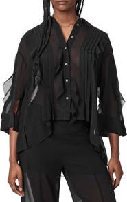 AllSaints Minna Pleated Ruffle Shirt