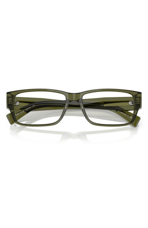 Prada 57mm Rectangular Optical Glasses In Transparent Green B09vf57