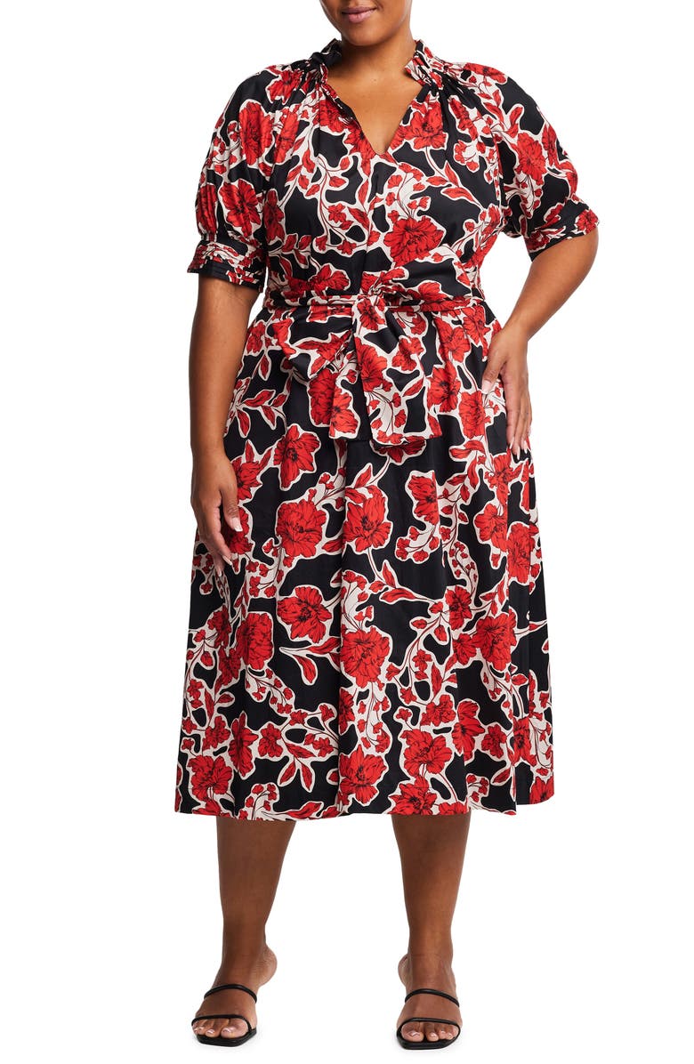 Estelle Wallflower Print Midi Dress, Main, color,