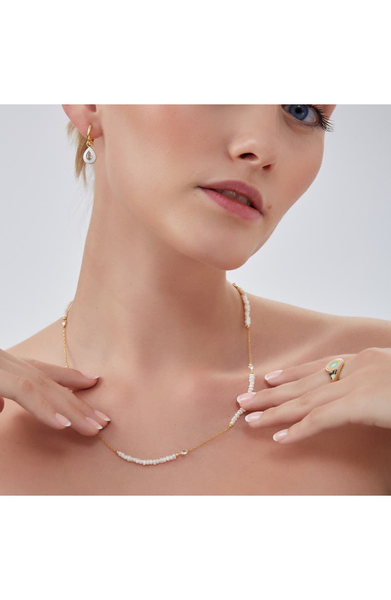 Spero London Baroque Irregular Pearl Jewelled Sterling Silver Chain Necklace In Gold, Alternate, color, Gold