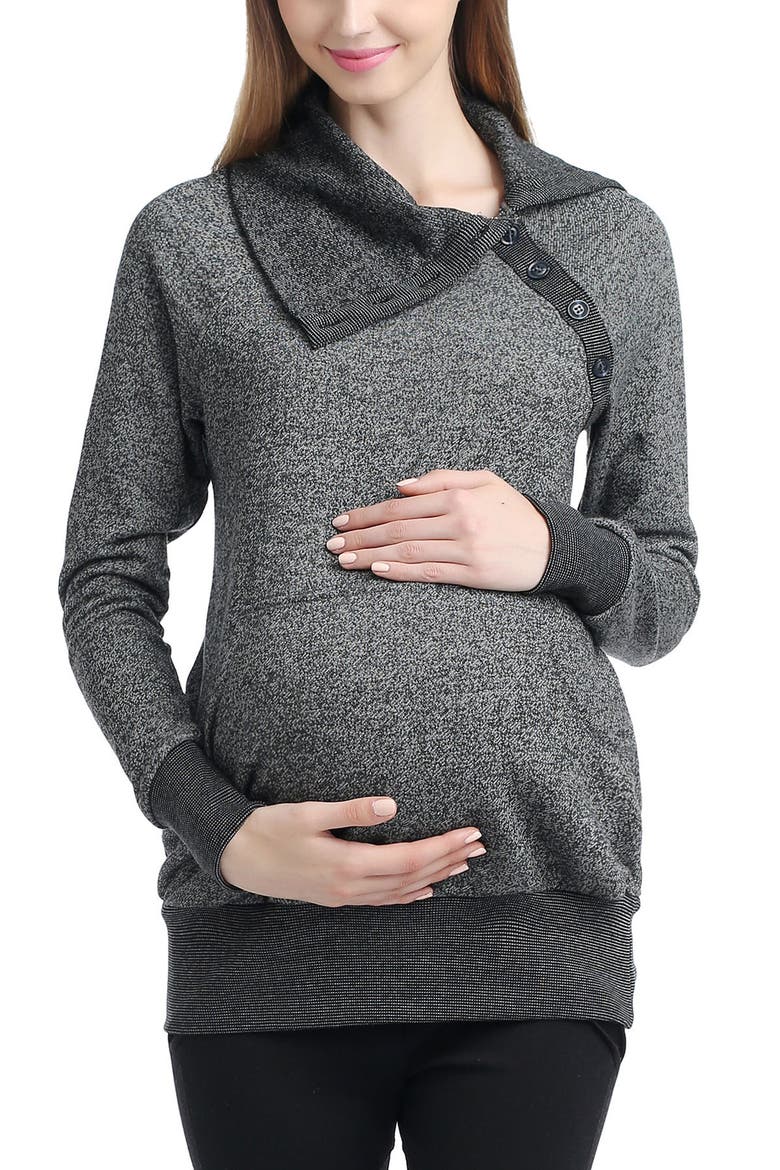 Alaina Envelope Collar Sweater, Main, color, BLACK/ GRAY
