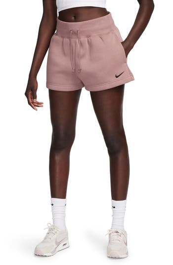 Nike Phoenix Fleece Knit Shorts In Smokey Mauve/black