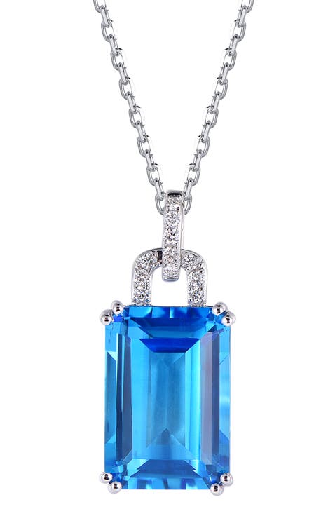 Swiss Blue Topaz Necklace with Diamonds