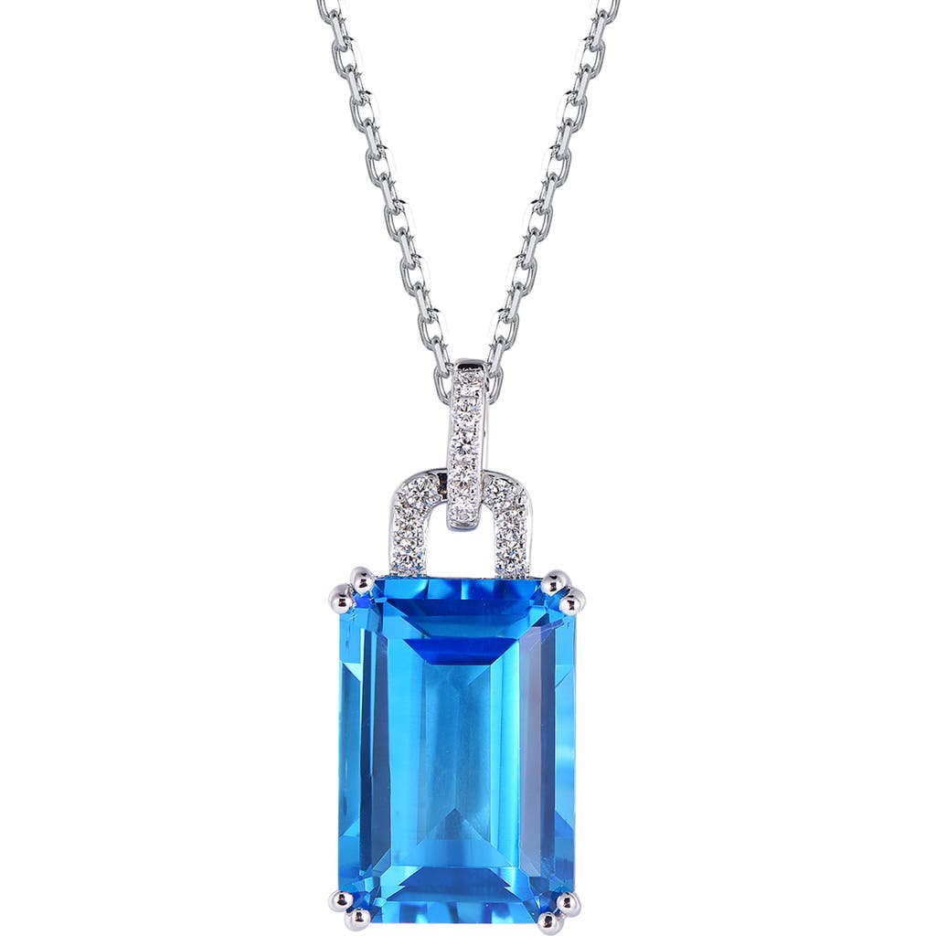 Kahn High Jewelry Swiss Blue Topaz Necklace With Diamonds In Swiss Blue
