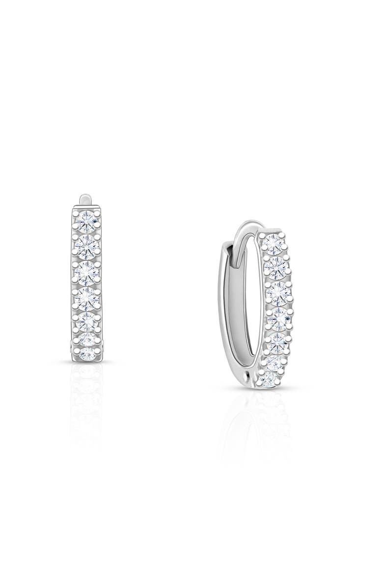 Sterling Silver 9mm Timeless Pave Huggie Hoop Earrings, Main, color, Sterling Silver