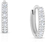Tiny Blessings Sterling Silver 9mm Timeless Pavé Huggie Hoop Earrings