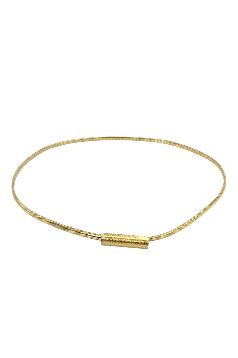 Vintage 1970s Goldtone Textured Bar Stretch Belt, Main, color, Gold