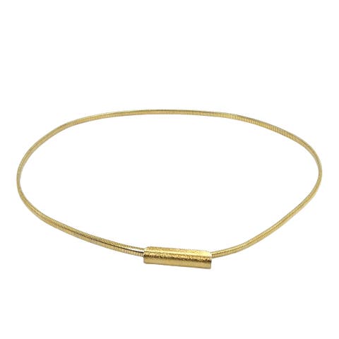 Vintage 1970s Goldtone Textured Bar Stretch Belt
