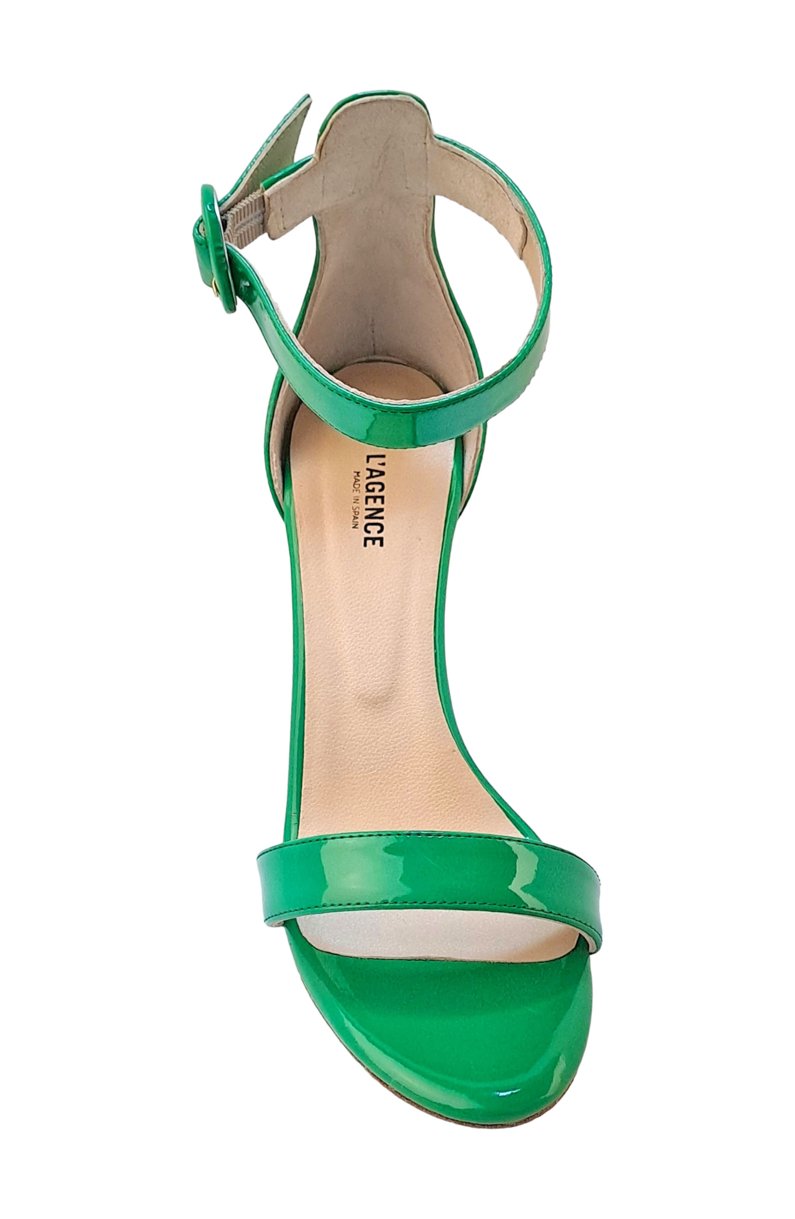 L'AGENCE Rosette Ankle Strap Sandal, Alternate, color, Bright Green
