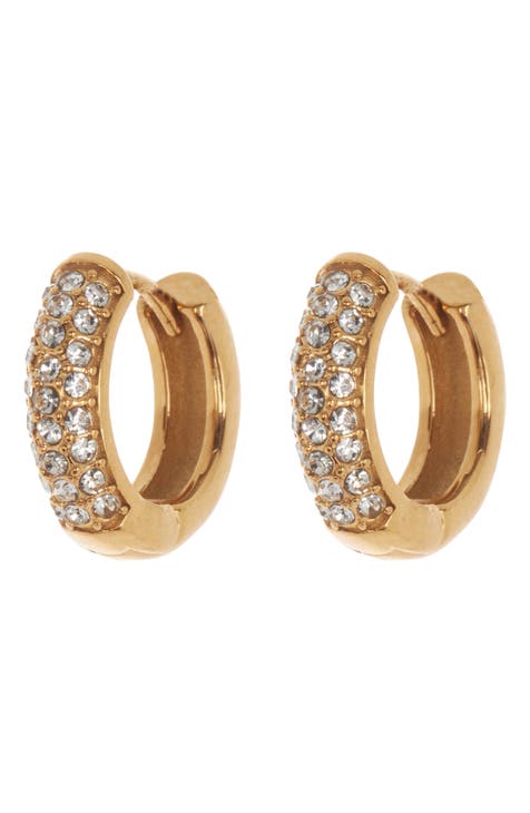 Pavé Cubic Zirconia Huggie Hoop Earrings