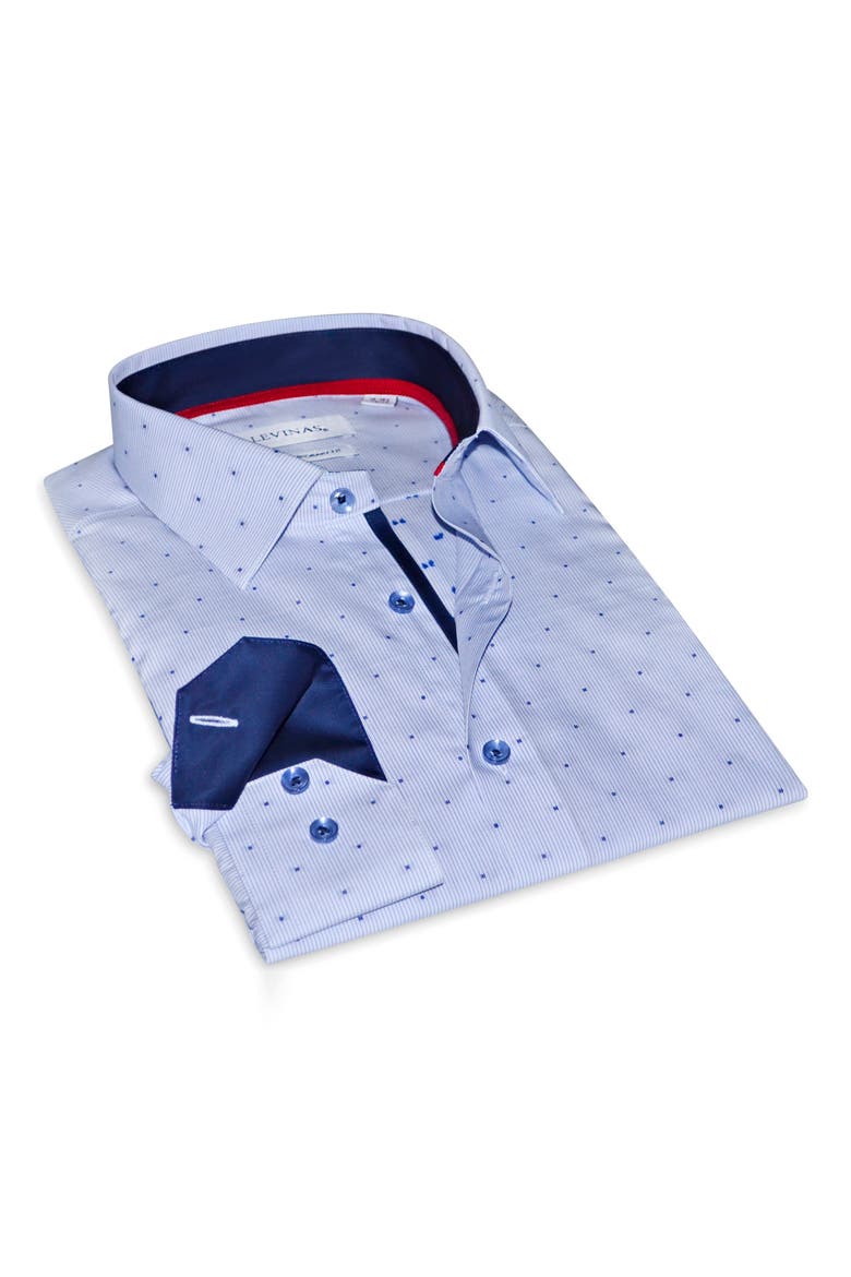 Contemporary Fit Stitch Dot Cotton Dress Shirt, Main, color, LIGHT BLUE