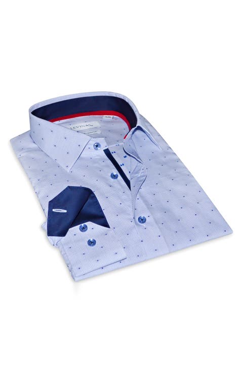 Contemporary Fit Stitch Dot Cotton Dress Shirt