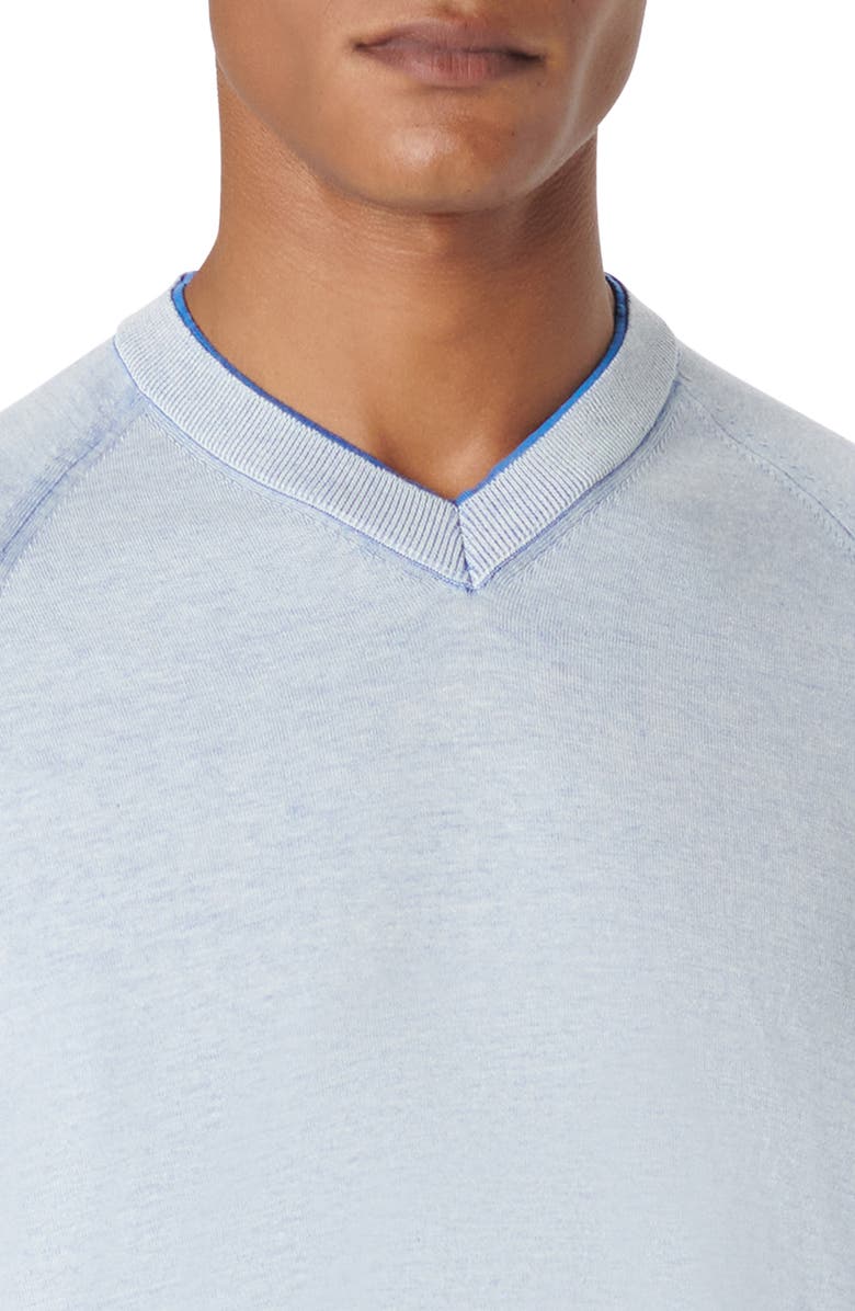 Bugatchi Cotton & Silk V-Neck Sweater, Alternate, color, Classic Blue