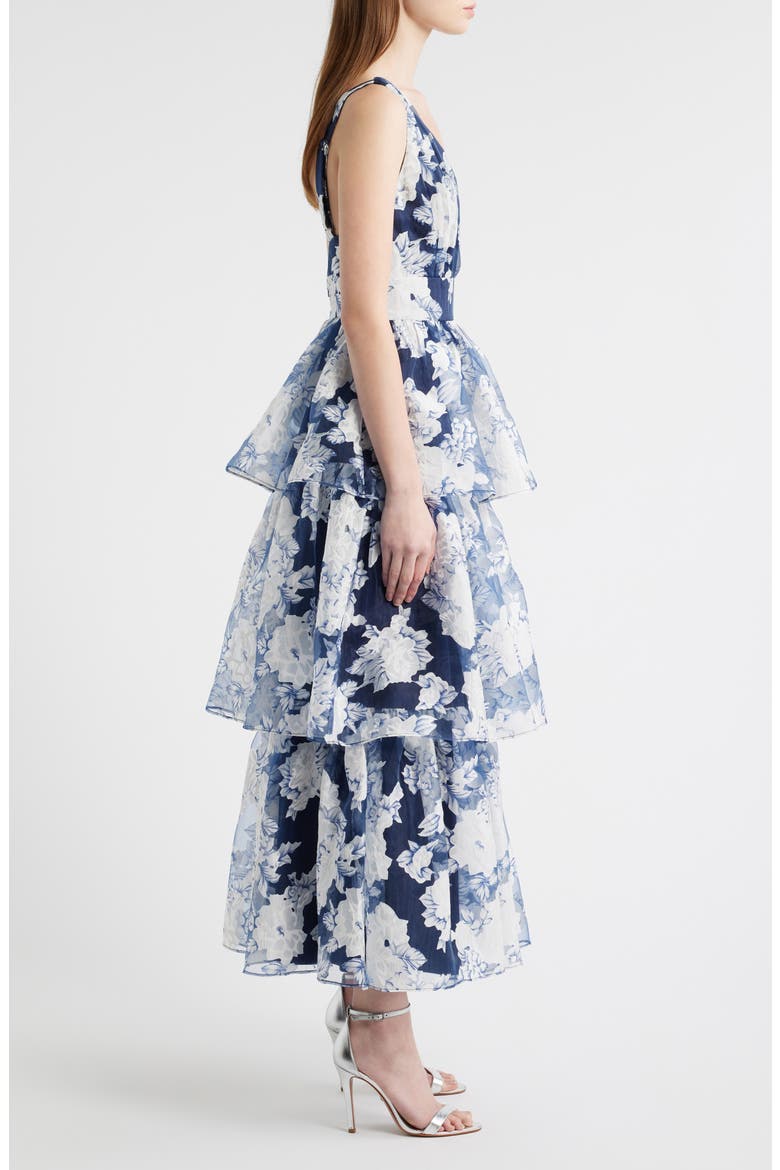 Vallia Floral Tiered Gown, Alternate, color, NAVY FLORAL