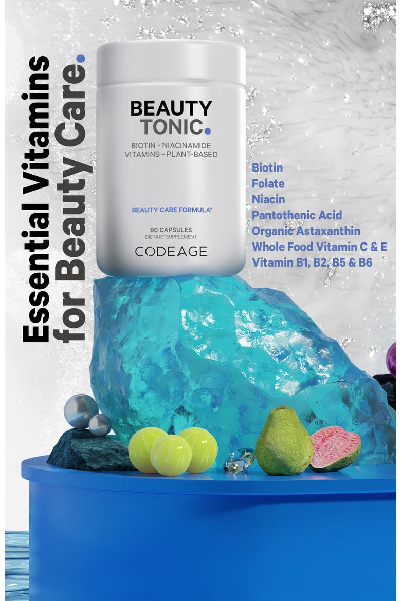 Beauty Tonic Biotin Supplement + Vitamins & Minerals, Alternate, color, White