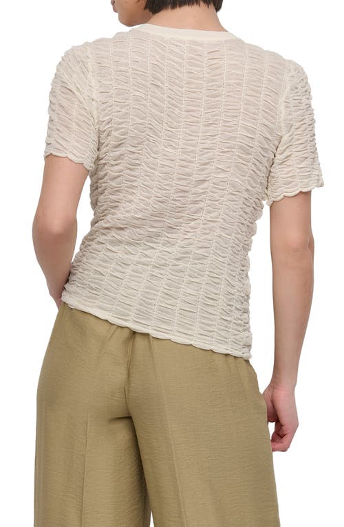 Dkny Superfine Textured Short Sleeve Sweater In Neutral