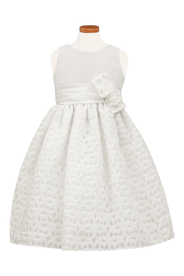 Floral Burnout Fit & Flare Dress, Alternate, color, WHITE
