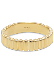 DEVATA Ribbed Band Ring in 14K Gold, 5mm