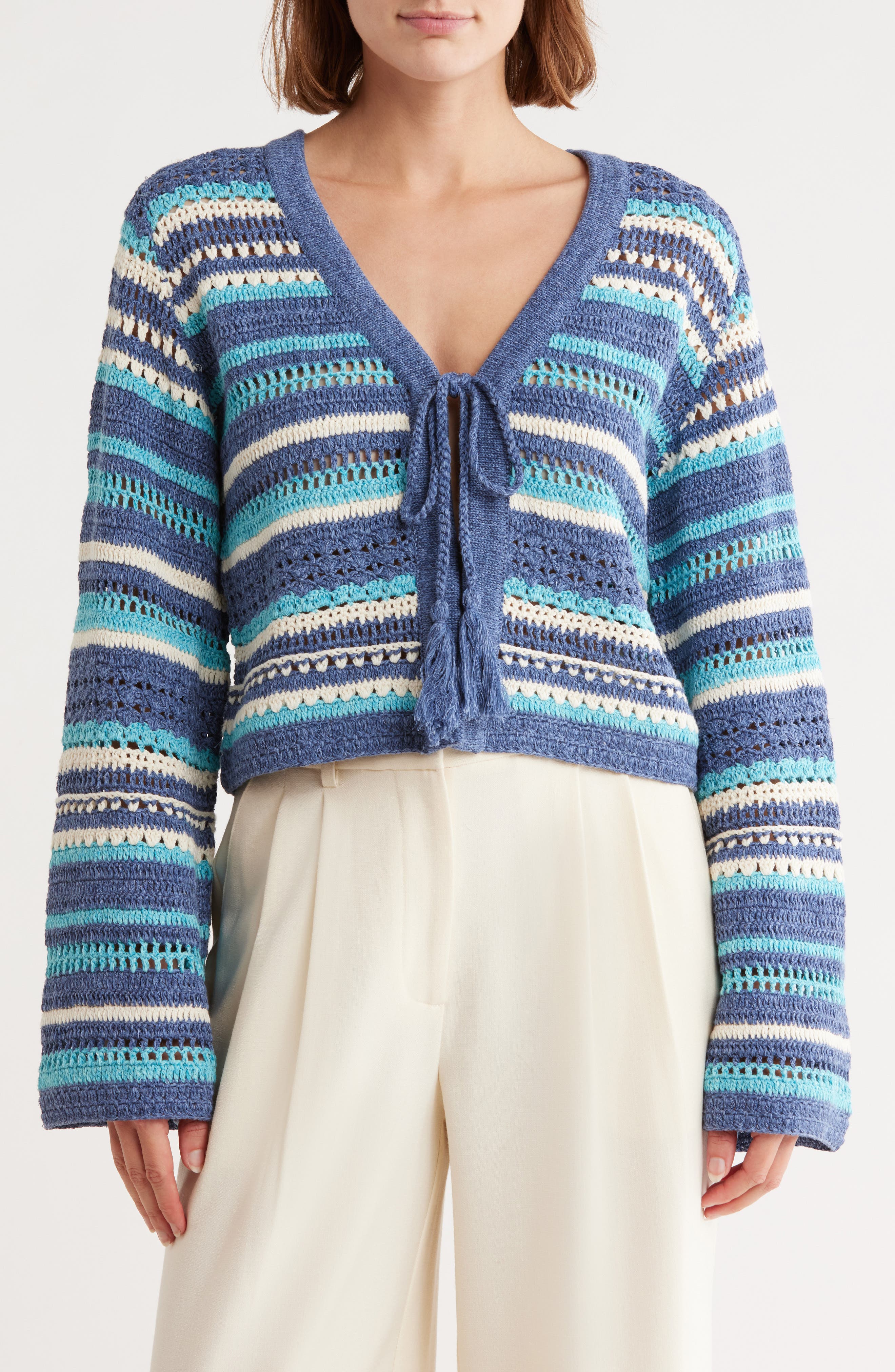 Ramy Brook Madge Cotton Stripe Cardigan