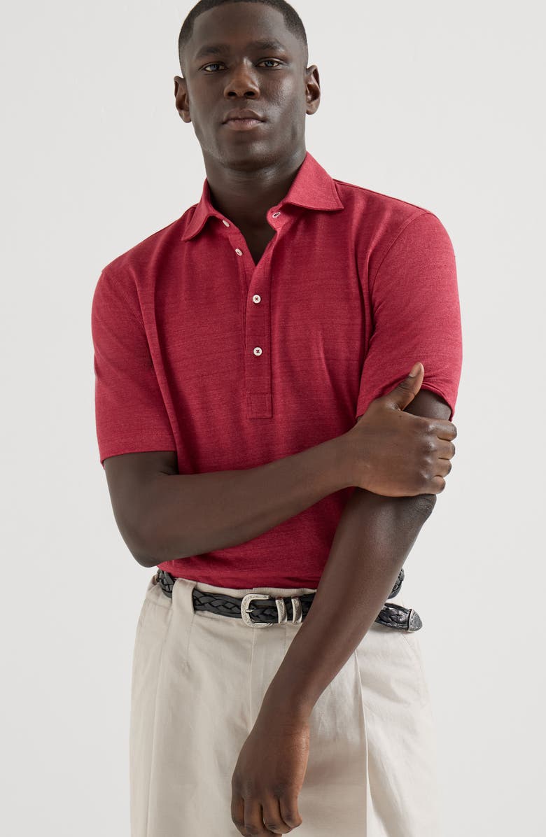 Brunello Cucinelli Jersey polo shirt, Alternate, color, Cherry