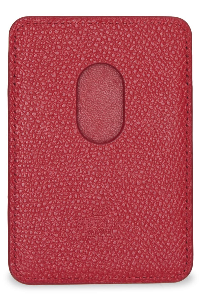 VLogo Signature Magnetic Leather Card Case, Alternate, color, ROUGE