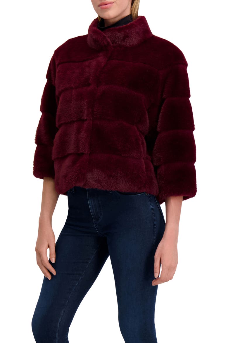 Fur-Free Mink (Faux Fur) Jacket, Alternate, color, WINE