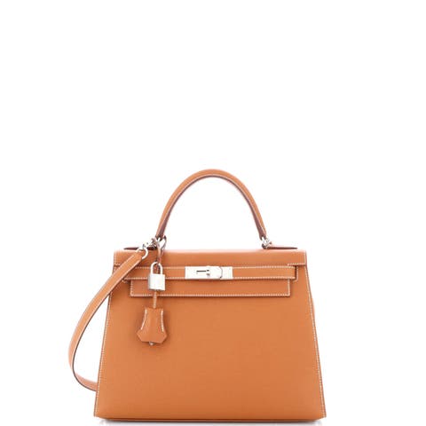 Kelly Handbag Brown Epsom with Palladium Hardware 28