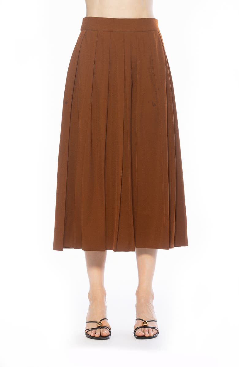 Alexia Admor Oren Pleated Midi Skirt, Main, color, Camel