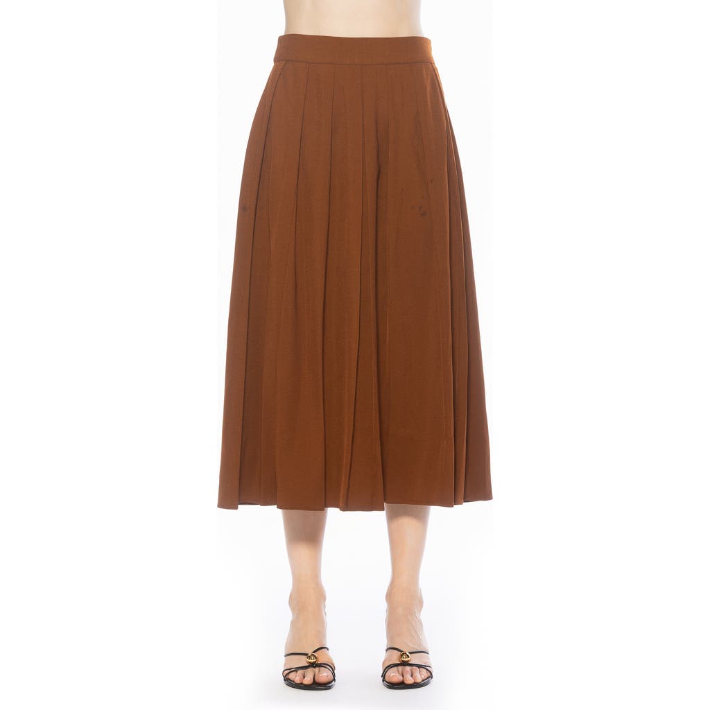 Alexia Admor Oren Pleated Midi Skirt In Brown