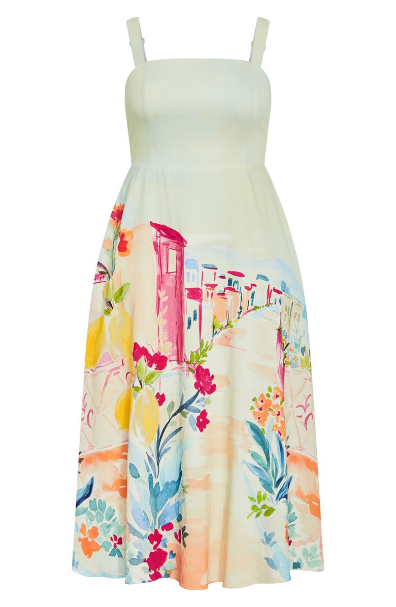 City Chic Sorrento Placed Print Midi Dress, Alternate, color, 