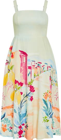 Sorrento Placed Print Midi Dress