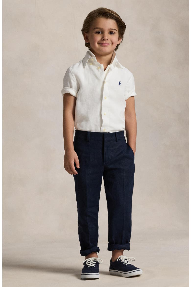 Kids' Linen Button-Down Shirt, Alternate, color, WHITE