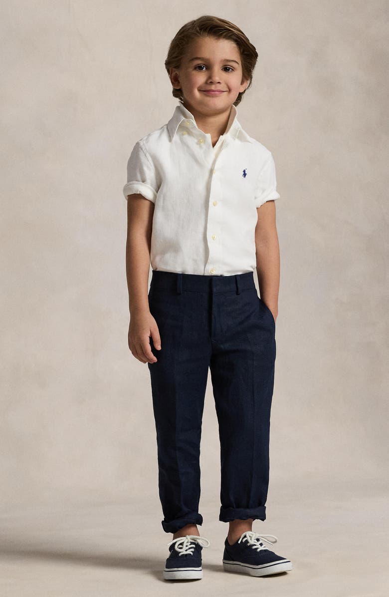 Polo Ralph Lauren Kids' Linen Button-Down Shirt, Alternate, color, White