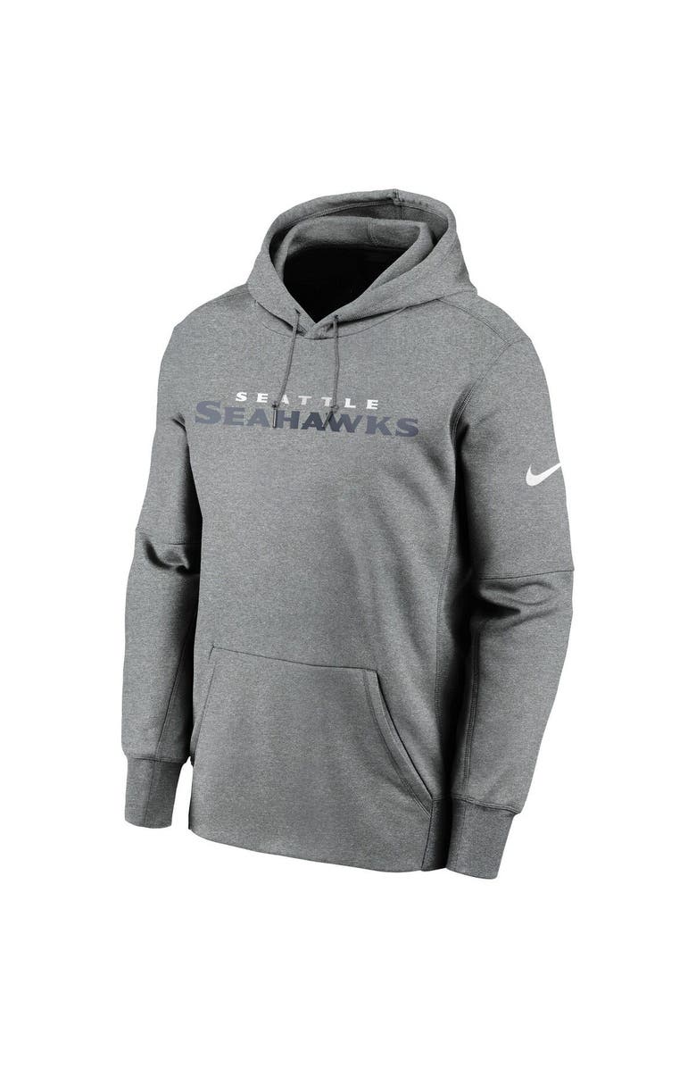 Nike Men's Nike Heathered Charcoal Seattle Seahawks Wordmark Therma Performance Pullover Hoodie, Alternate, color,