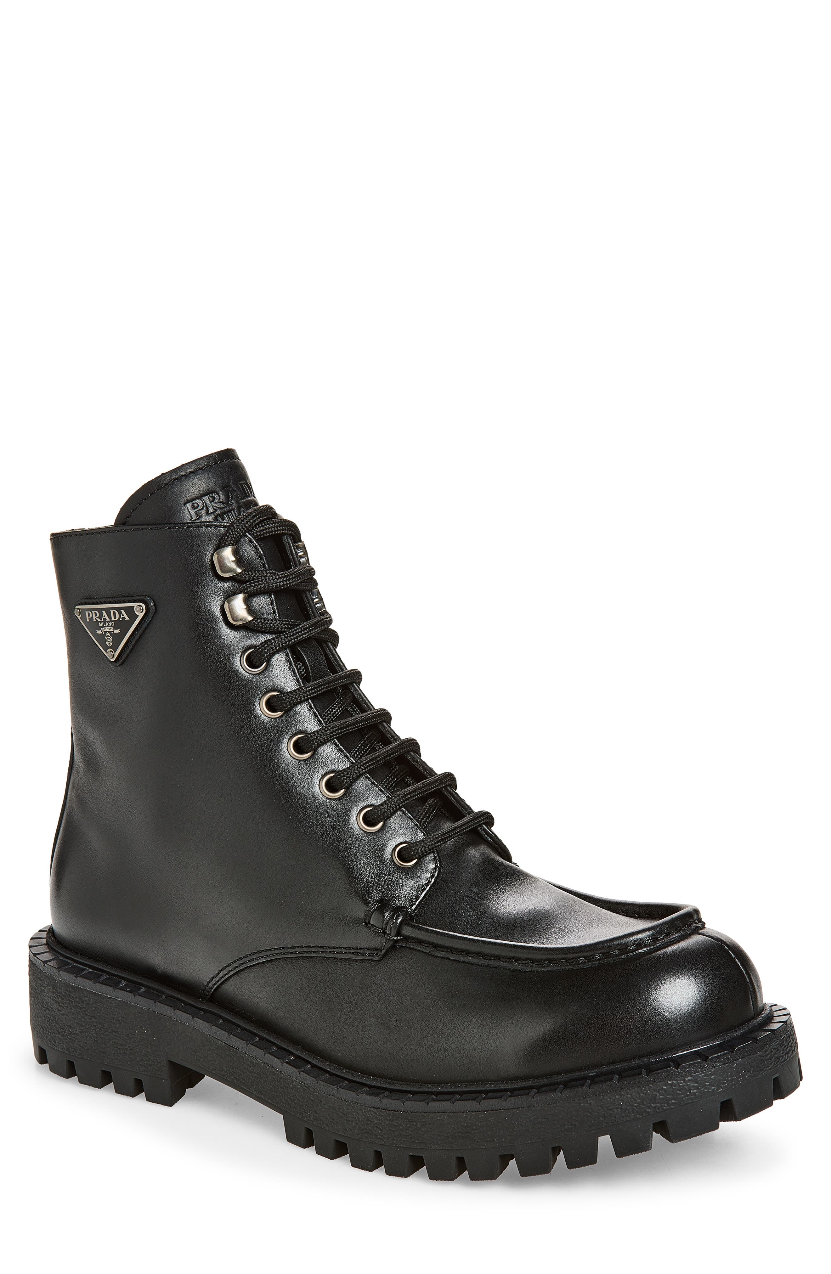 Folder Leather Laced Boot, Main, color, NERO