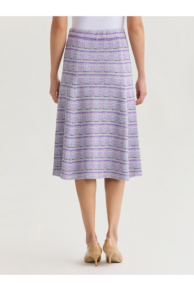 Flared Plaid Tweed Knit Midi Skirt, Alternate, color, Biscotti/Powder Blue/Purple