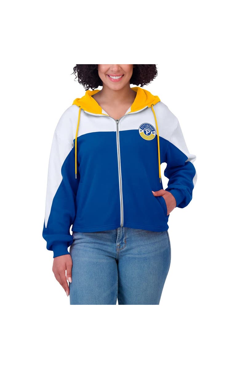 WEAR by Erin Andrews Women's WEAR by Erin Andrews Royal Pitt Panthers Color-Block Full-Zip Hoodie, Alternate, color, Royal