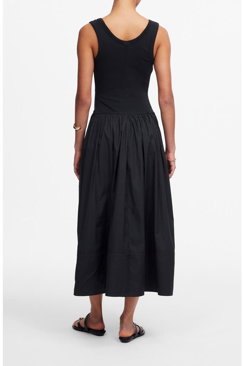 Mixed Media Scoop Neck Maxi Dress, Alternate, color, JET BLACK