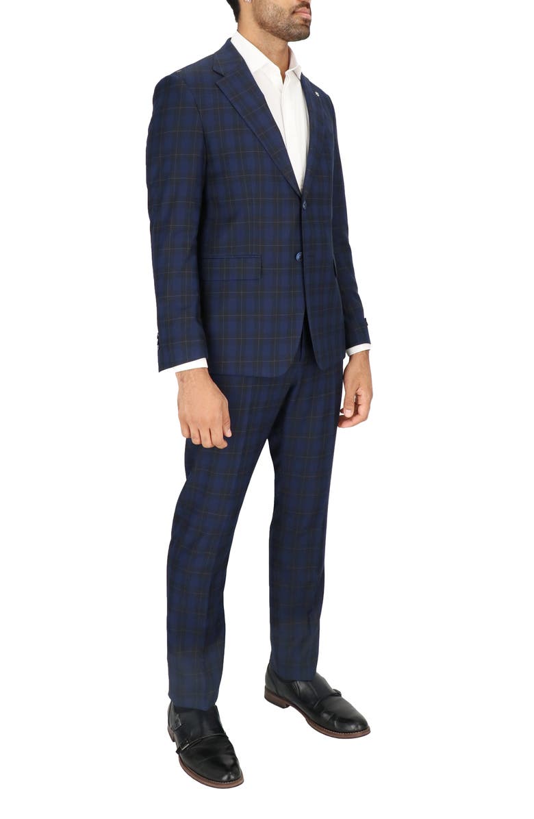Scotch & Soda Modern Fit Navy Plaid Two-Piece Suit, Alternate, color, Navy Plaid