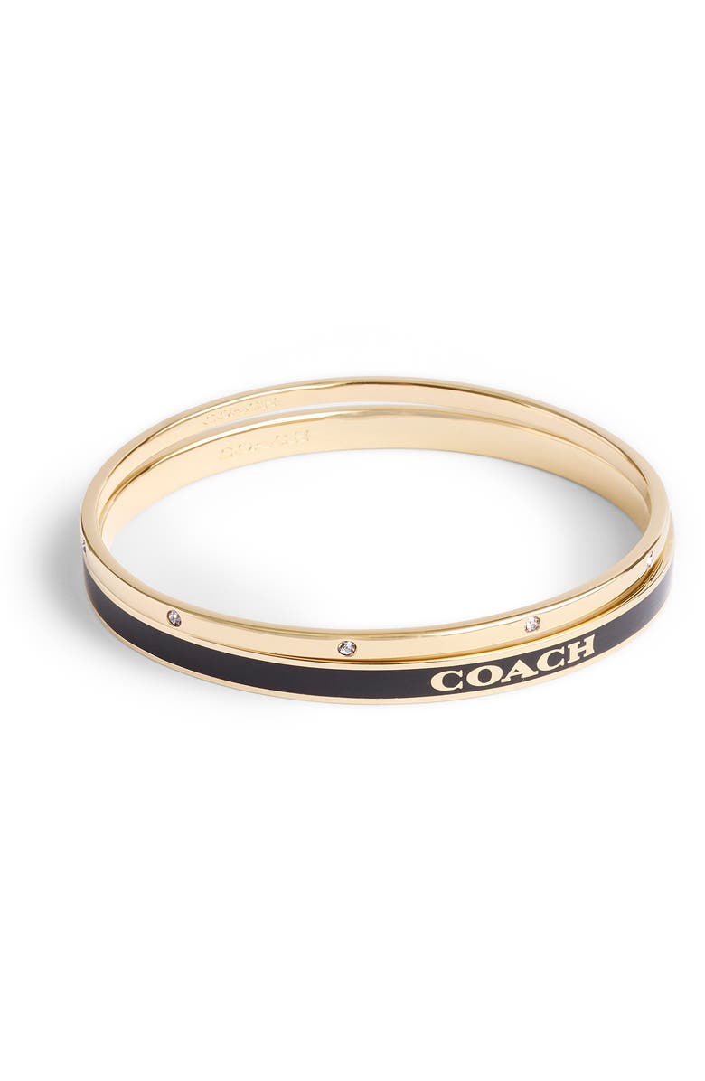 COACH Set of Two Bangles, Main, color, Black/ Gold