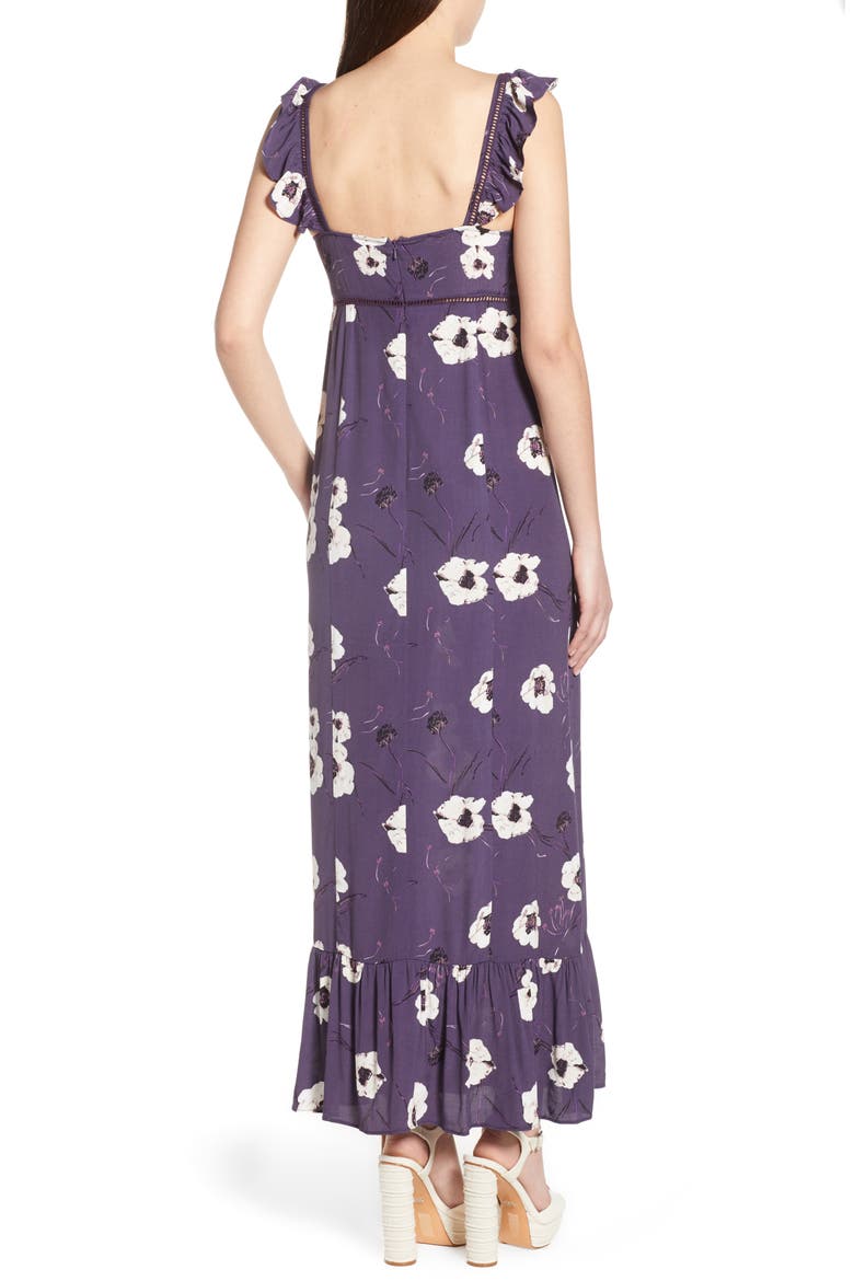 Ruffle Maxi Dress, Alternate, color, PURPLE NIGHT PAINTERLY FLORAL