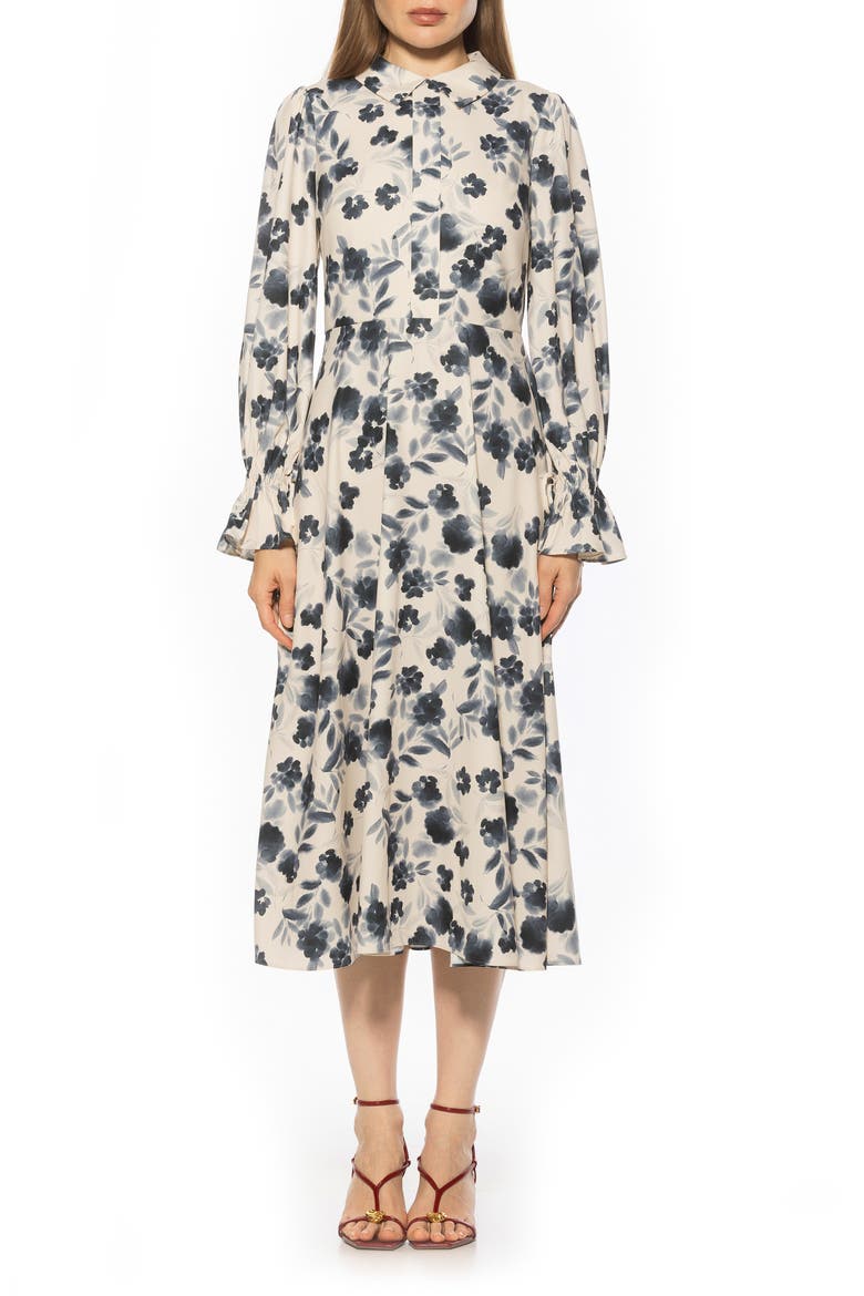 Lana Fit & Flare Midi Dress, Main, color, WATERCOLOR FLORAL