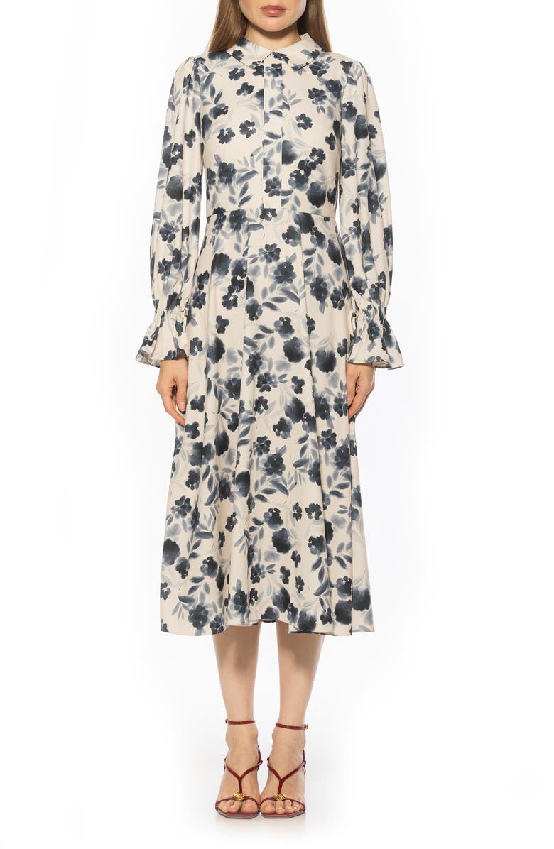 Alexia Admor Lana Fit & Flare Midi Dress, Main, color, Watercolor Floral