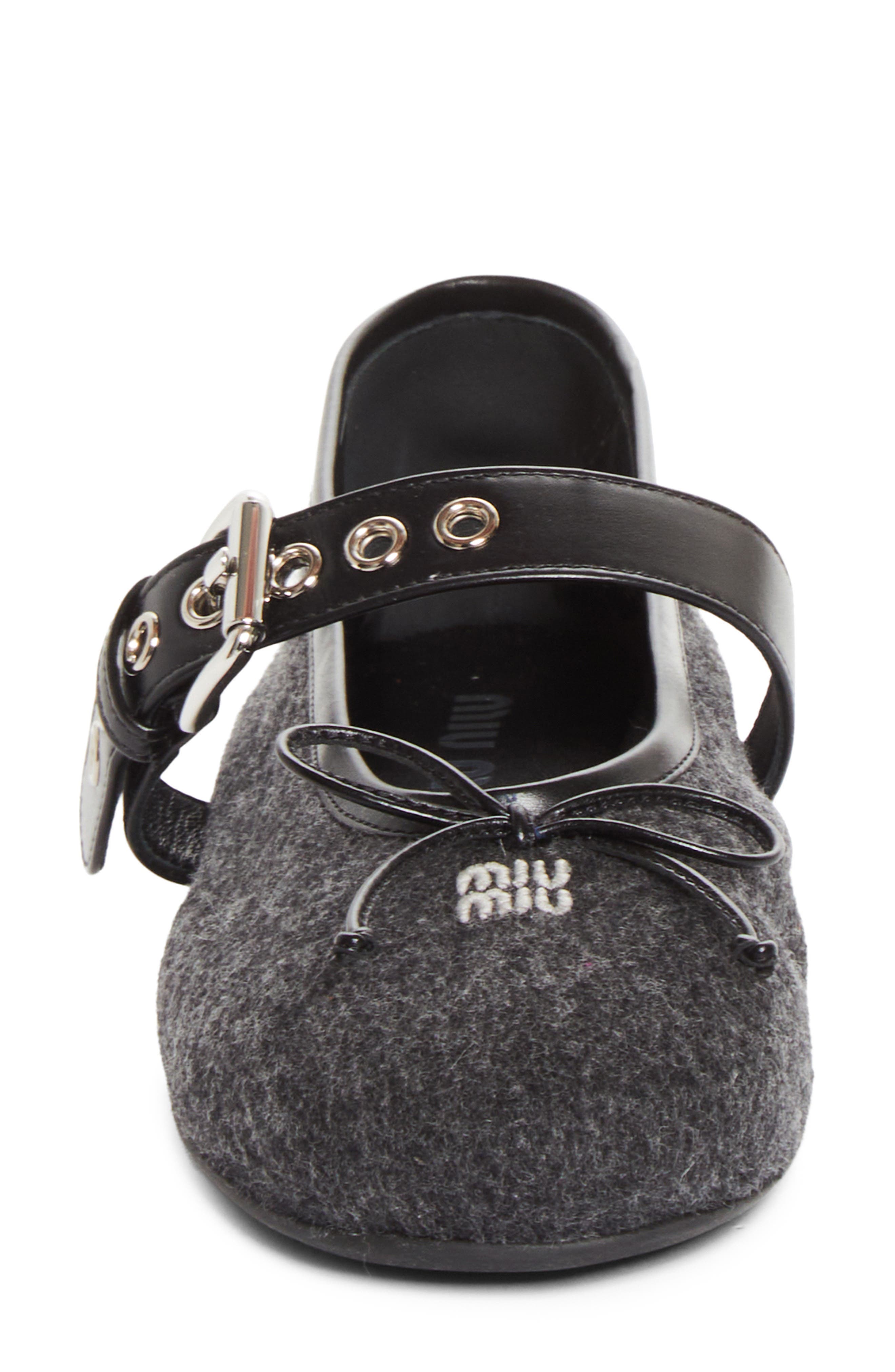 Virgin Wool Flannel Mary Jane Ballet Flat, Alternate, color, ANTRACITE
