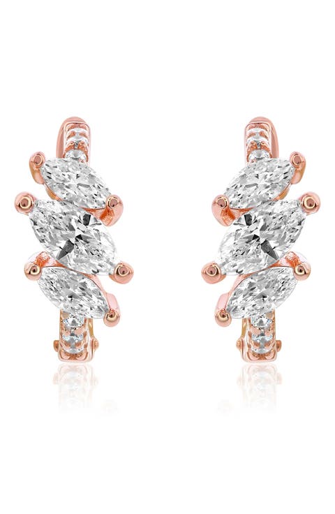 Marquis Cubic Zirconia Huggie Hoop Earrings