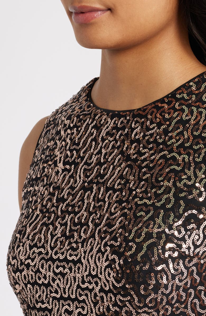 Anne Klein Sequin Sheath Midi Dress, Alternate, color, Anne Black/ Rose Gold