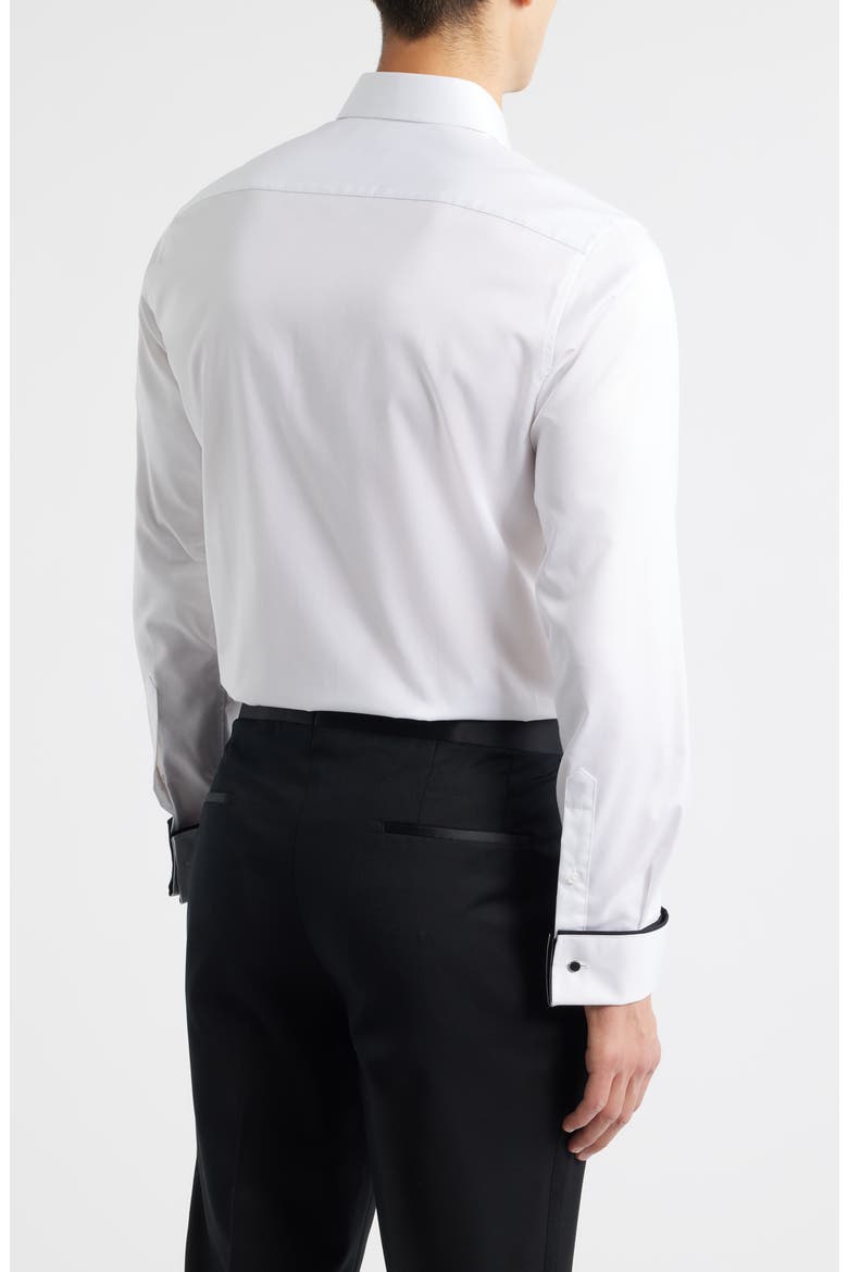 Slim Fit White Non-Iron Cotton Twill Tuxedo Shirt, Alternate, color, WHITE